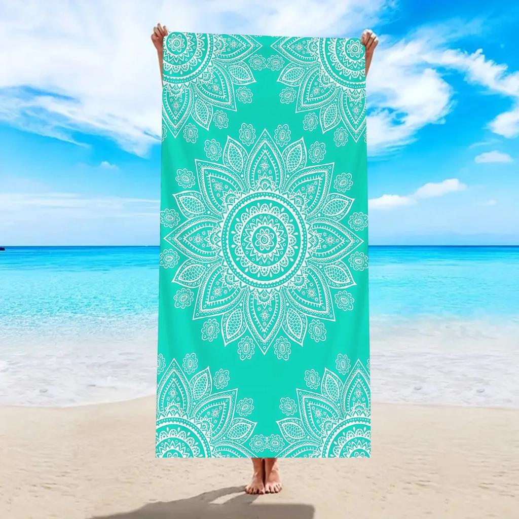 2D Flat Printed Nautical Theme Beach Towel Soft Peach Skin Quick Dry Bath Towel Swimming Pool Travel Summer Vacation Beach Decor