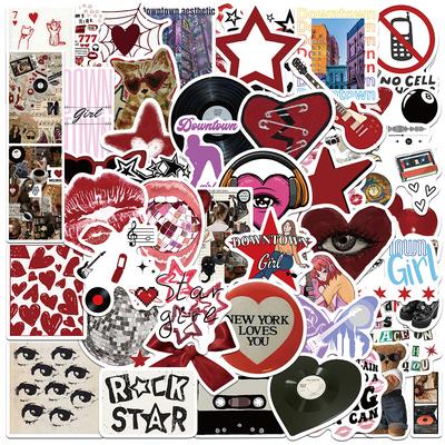 10/ 50pcs  Downtown Girl Y2K Girls Stickers for Notebooks Stationery Scrapbook Kscraft Cute Sticker Scrapbooking Material Craft Supplies