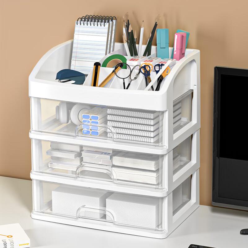 Transparent 3-Tier Desktop Storage Drawer Organizer