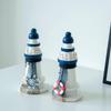 Mediterranean Wooden Lighthouse Figurine - Creative Ocean Decor & Gift