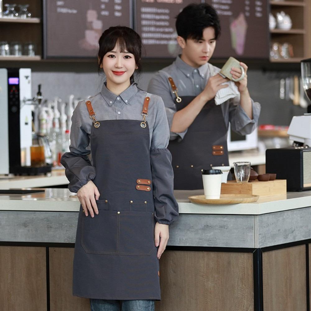 

Sleeveless Apron Waterproof Nail Art Cafe Workwear High quality Catering Waiter Work Clothes сірий