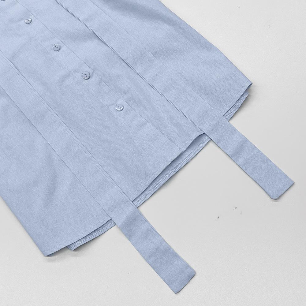 Elegant Women's Lace-Up Woven Shirt - Spring/Autumn French Casual Style