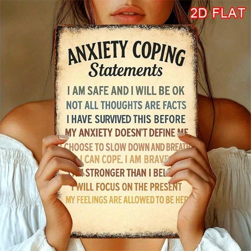 Vintage Anxiety Relief Metal Wall Art Inspirational Sign Rustic Decor