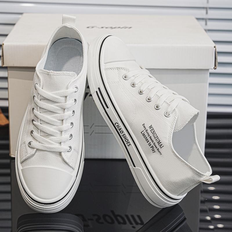 New Men's Fashion Low Top Skateboarding Canvas Breathable Shoes Students Boys Male Casual Comfortable Soft Sole Trending Sneakers