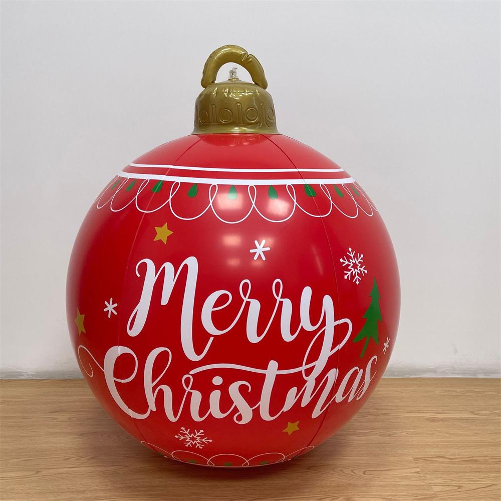 Giant Inflatable Ball Christmas Decoration With Led Light 80*60cm Outdoor Xmas Garden Decoration Inflatable Red Green Toy Ball