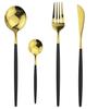 24pcs Gold Dinnerware Set Knife Fork Spoon Dinner Set Stainless Steel Tableware Set Gift Box Dishwasher Safe Cutlery Flatware
