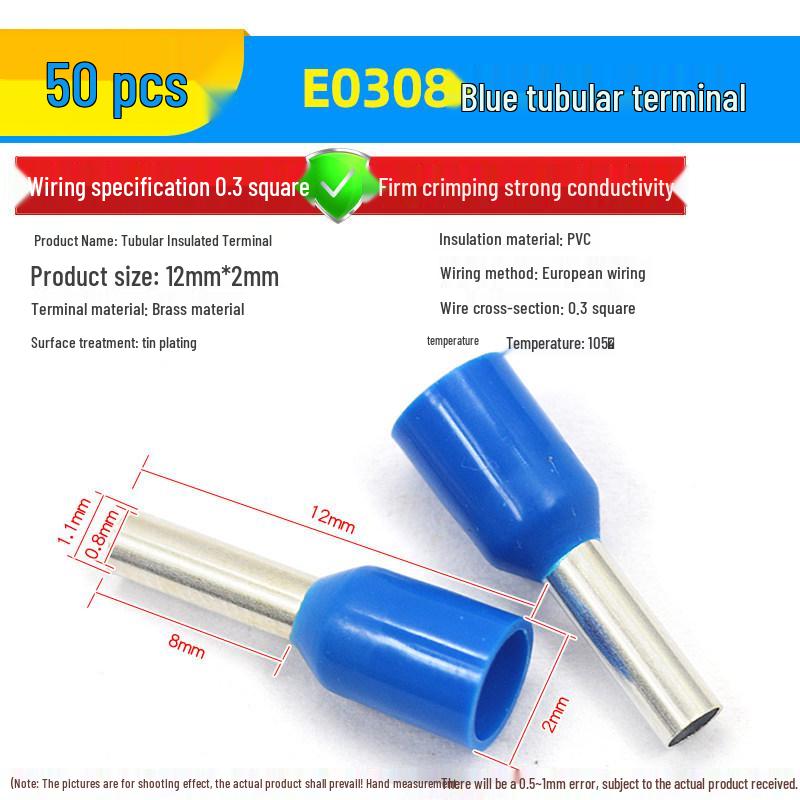 European Tubular Wire Connectors: VE0508, 7508, 1008, 1508, 2508 Pin Terminals