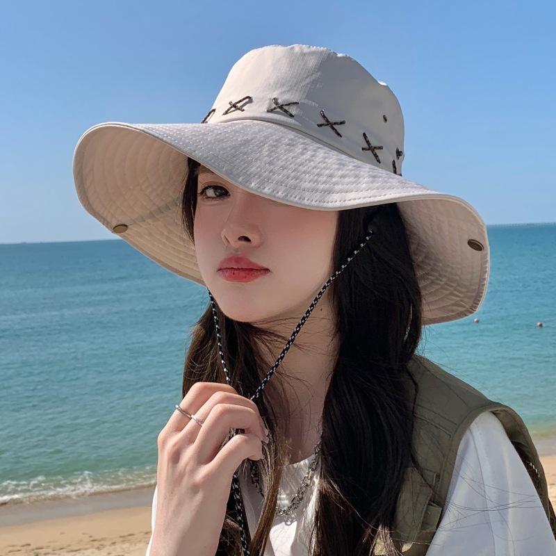 

Широкие поля панамы для женщин от солнца - дышащая, легкая, с регулируемым ремешком на подбородке, идеально подходит для пеших прогулок, треккинга, езды на велосипеде, активного отдыха one size бежевый