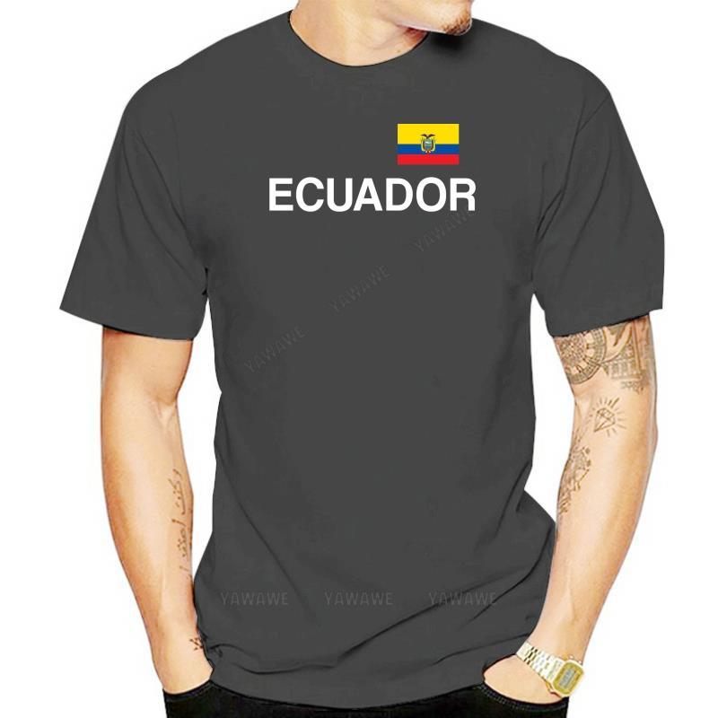 Baumwoll-Oberteil Ecuador T-Shirt Schwarz Weiß mit Flagge S bis 3XL Südamerika Quito Republik Mann Sommer Kurzarm Marken-T-Shirt