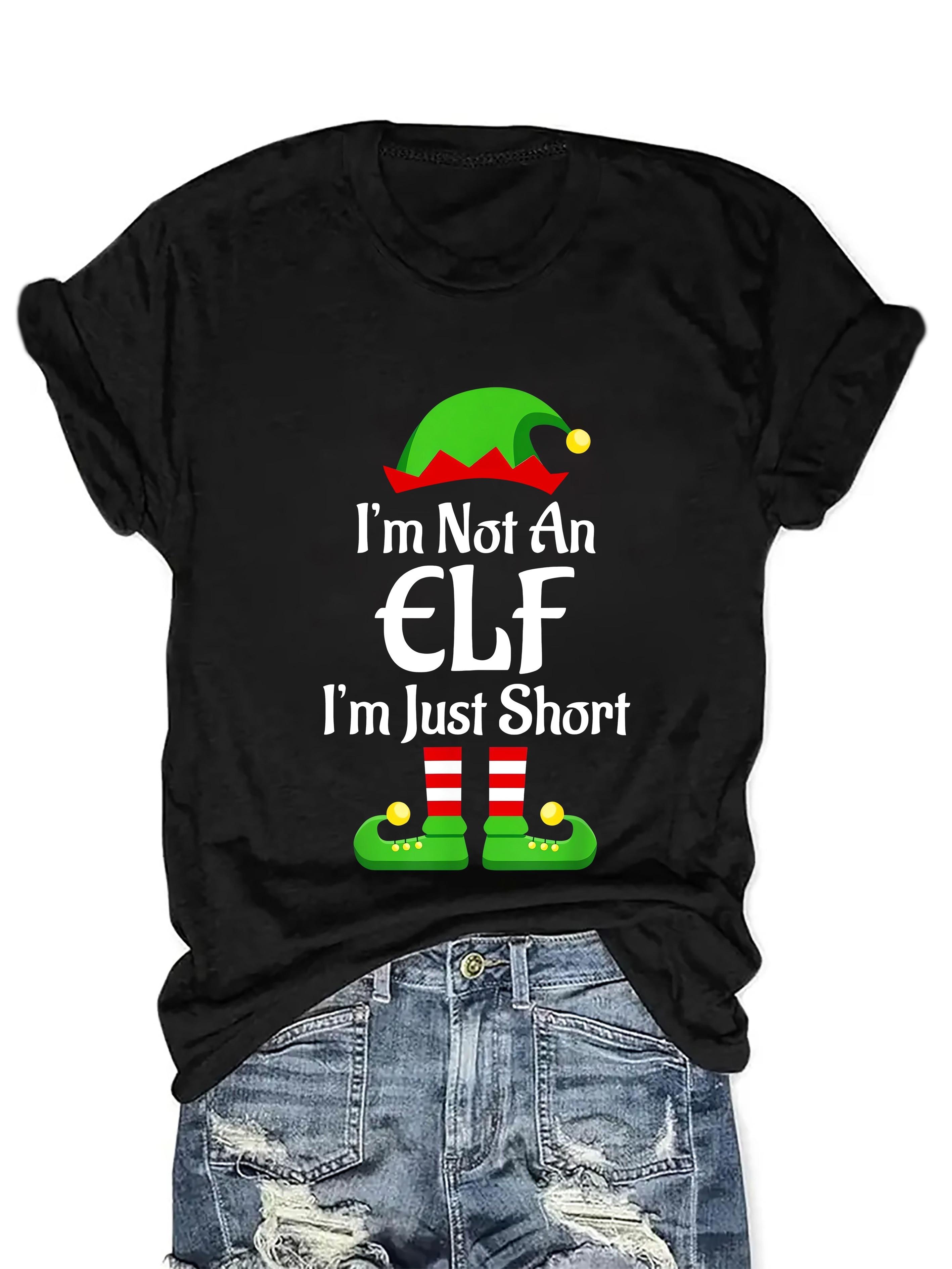 

Festive Elf Graphic TShirt for Women Casual Round Neck Christmas Themed Short Sleeve Fashion StateUnisext Shirt Casual Tops Tees S