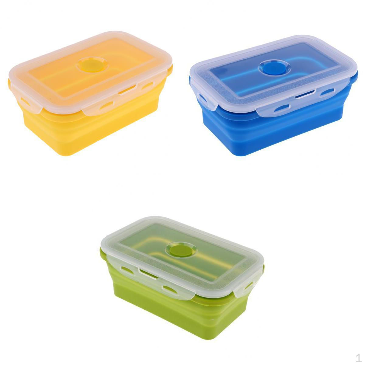 

3 силиконовых складных штабелируемых контейнера для хранения продуктов питания