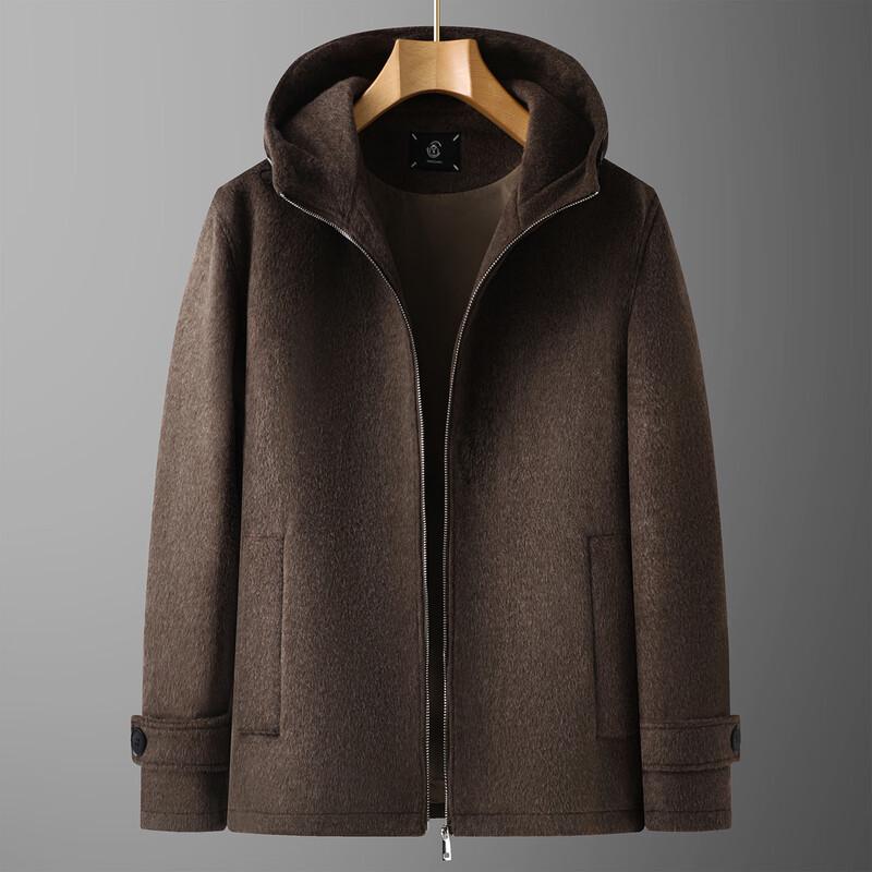 Dibenze Men s Plus Size Hooded Wool Blend Jacket 4XL