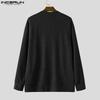 INCERUN Oversized Men V Neck Long Sleeve Buttons Loose Ribbed Knit Cardigan Tops