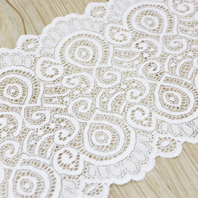 (3 Meters) 18cm White Elastic Lace Fabric French Hollow Underwear Stretch Laces Trim DIY Clothing Design And Production
