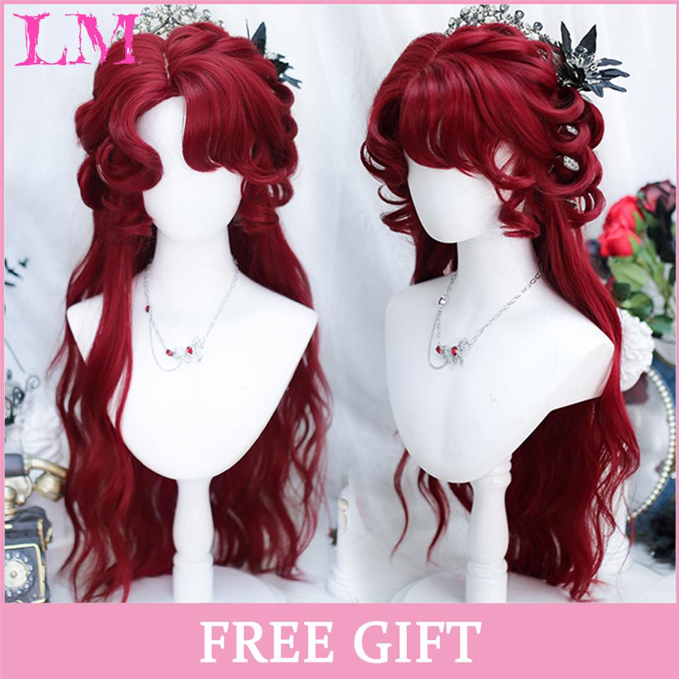 LM Cosplay-Perücke mit Pony, synthetisches glattes Haar, 61 cm lang, hitzebeständig, rosa Perücke für Frauen