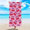Pink Cherry Bow Beach Towel Cute Kawaii Microfiber Bath Towel Quick Dry Soft Summer Swim Towel for Women Girls Travel Picnic