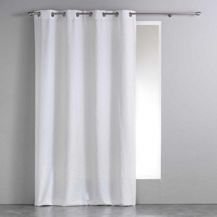 Rideau à œillets - EDEN - Filliane - 140 x 260 cm - Blanc - Filaments verticaux argentés