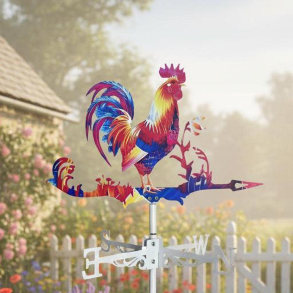 Chicken Weathervane Metal Outdoor Wind Direction Guide for Rooftop