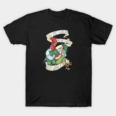 Asian Size Men Black Print T-shirt Oo De Lally No-Cut Heat Transfer Print Cotton Tshirt