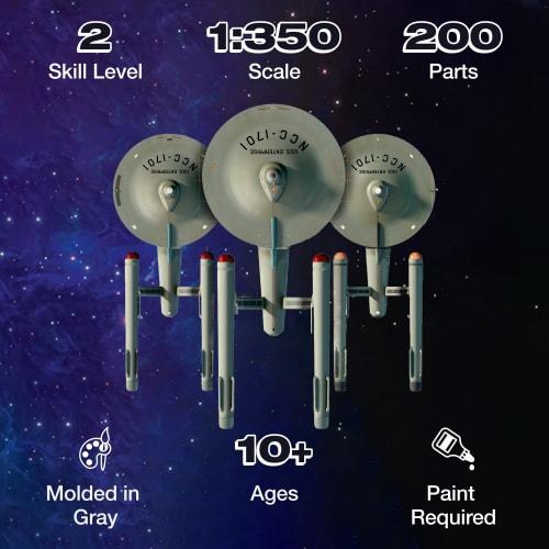 Polar Lights Star Trek: The Original Series TOS U.S.S. Enterprise Pilot Edition 3-in-1 Kit, 1/350 Scale Plastic Model Kit, POL993, Molded In Color