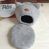 Small Animal Bedding Plush Cat Cave Bed with Ears, Enclosed Cozy Hide Bed, Non-slip Cute Ear Bottom, Warm Winter Pet Nest for Indoor Large Cats