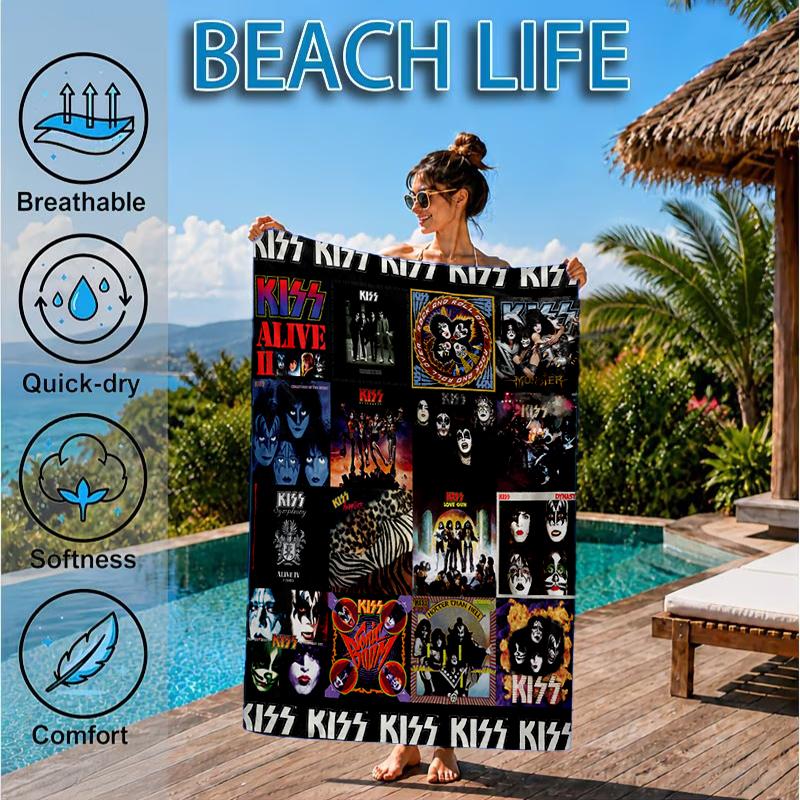 rock Band Collage Beach Towel, Microfiber Beach Towel, Perfect For Pool, Beach, Travel, Home Decor Beach Party Fan gifts