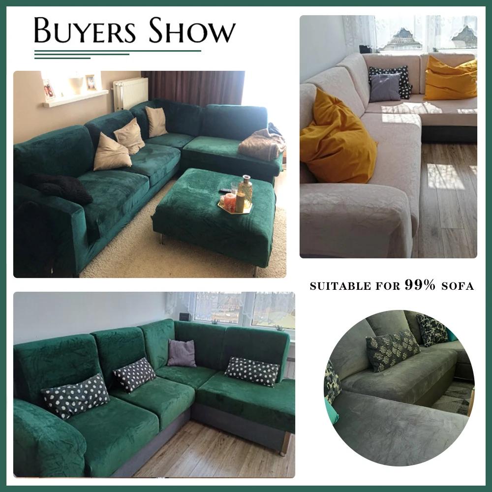 Velvet Plush Sofa Cover Stretch Thicken Sofa Seat Cushion Cover For Living Room Furniture Protector LShape Corner Sofa Slipcover