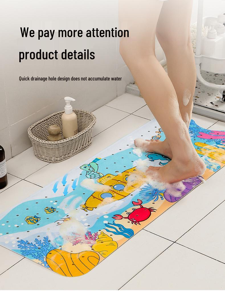Cartoon Non-Slip Bathroom Mat - Printed Pattern Shower & Bath Floor Mat, Customizable Labeling