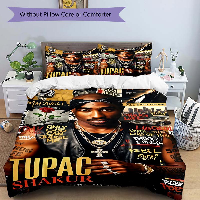 Tupac Shakur Legend Poster Print 3Pcs Bedding Set,Duvet Cover with 2 Bedro,Pillowcase Home Birthday Gift