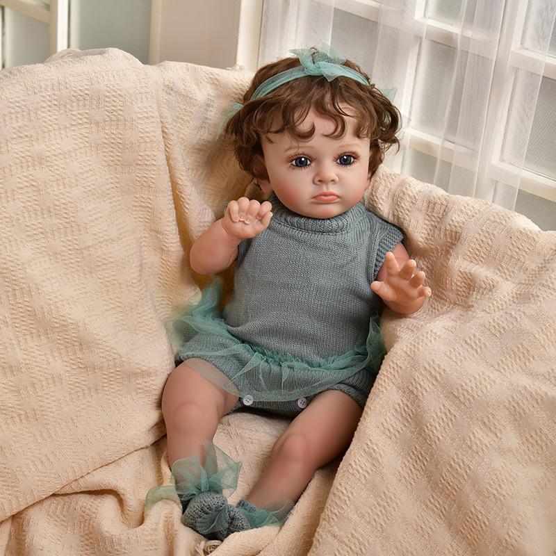 

Трансграничная кукла Reborn Orientation Induction Intelligent Rebirth Doll Super Simulation Soft Silicone Children s Doll Companion Toy 60cm inductor зелёный