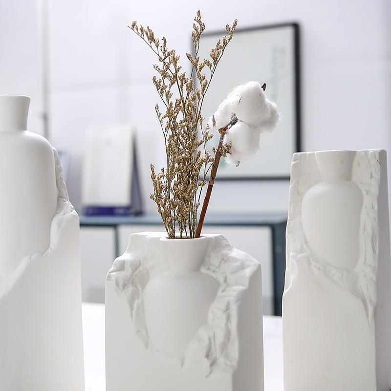 Nordic Minimalist White Ceramic Vase Decoration Living Room Bedroom Dining Table Flower Arrangement Decoration Modern Home Decor