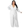 Tuta da Donna Taglie Forti Moda Temperamento Ampia Gamba Dritta Tinta Unita Cintura