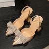 New Design Crystal Butterfly-knot Women Pumps Street Style High Heels Pointed Toe Shoes Sexy Wedding Party Sandals