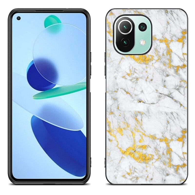 Black and White Marble Case For Xiaomi Mi 11 Lite NE 11i 10T 11T Pro A2 A3 Lite POCO F3 M3 M4 C31 X3 Pro NFC GT Black Soft Cover