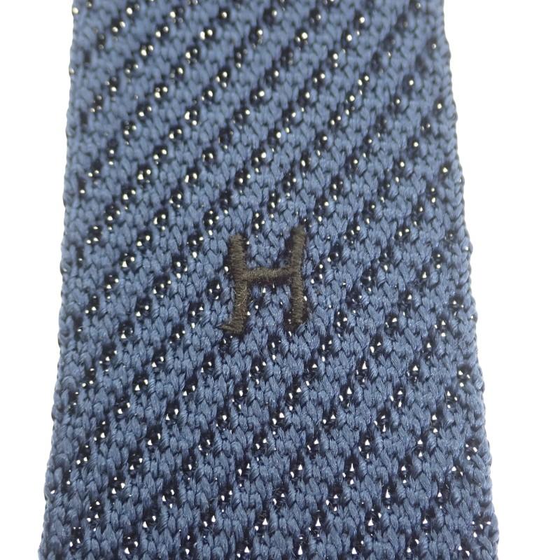 HERMES  H903022T 02  tie Navy silk mens