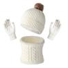 Beanie Hat Pompom Beanies Hat Thickened Winter Knitted Gloves Set Hat Scarf Gloves Set  Winter
