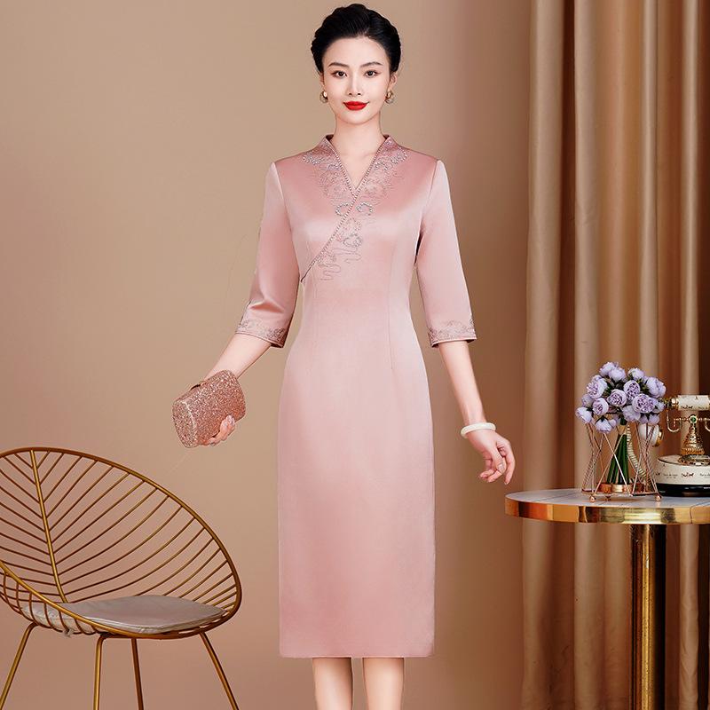 

Элегантное весеннее платье для женщин среднего и пожилого возраста XL