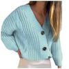 Women's Loose V-neck Large Size Buttons Cardigan Thick Line Sweater Blouse