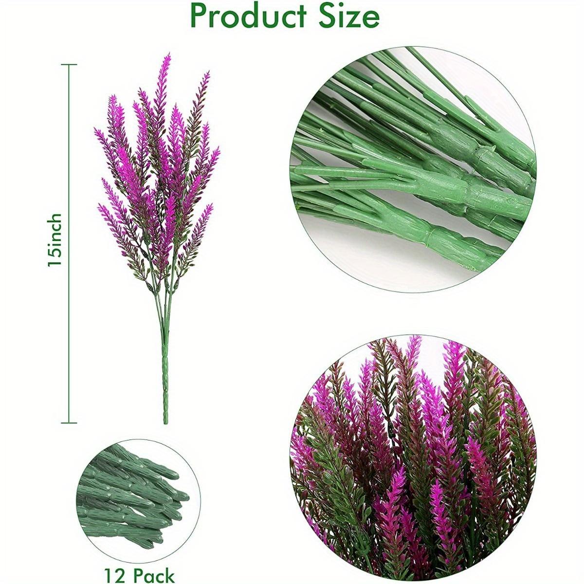 

12 пучків Букети штучної лаванди Штучні квіти на відкритому повітрі Несправжні квіти, стійкі до ультрафіолетового випромінювання, Рослини зі штучного пластику, які не вицвітають, Садове оформлення віконної коробки на ганку 12 Bundles