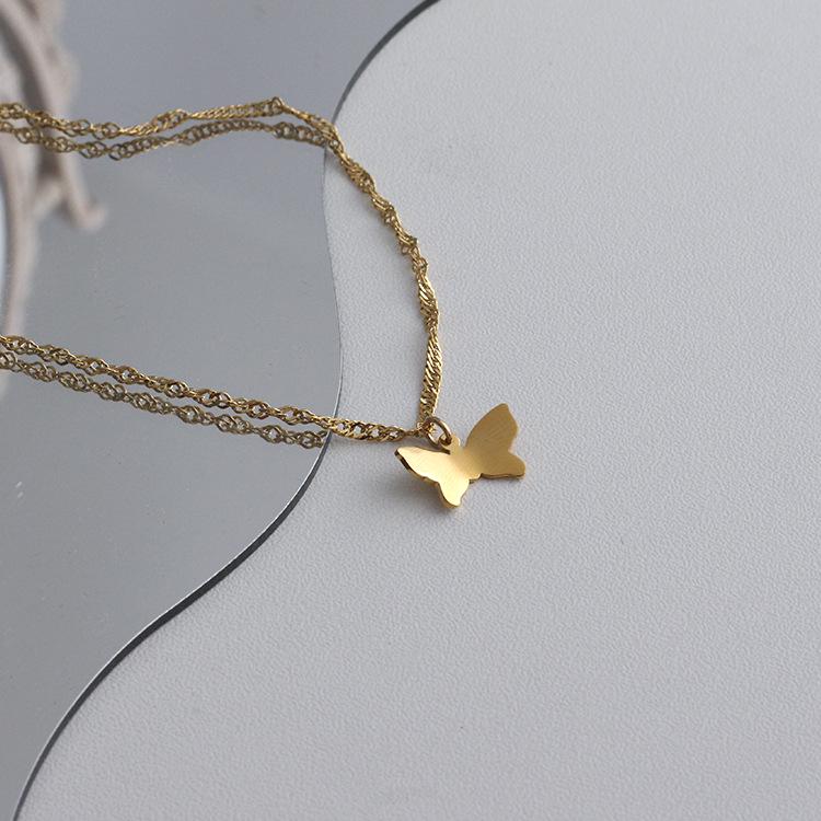 Butterfly Pendant Necklace, Gold-Plated Stainless Steel Clavicle Chain, Women's DIY Jewelry