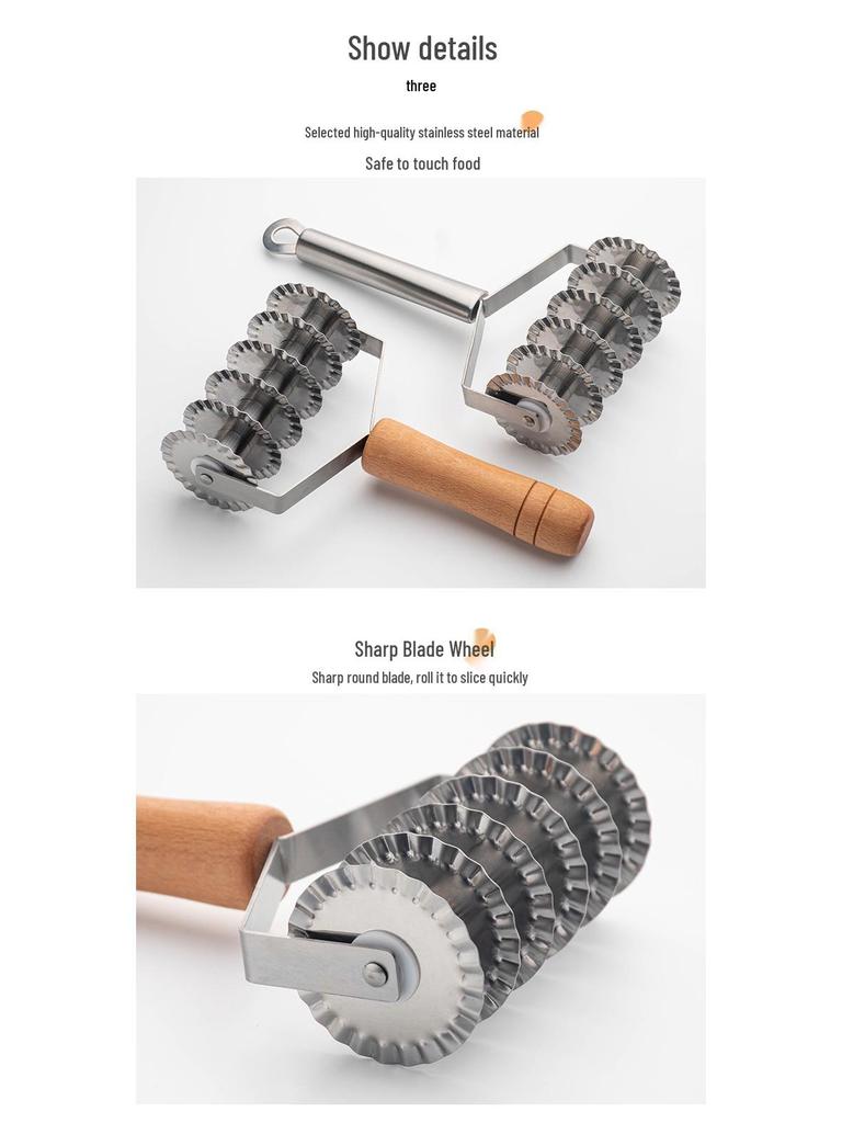 6-Wheel Stainless Steel Pizza Cutter with Wooden Handle