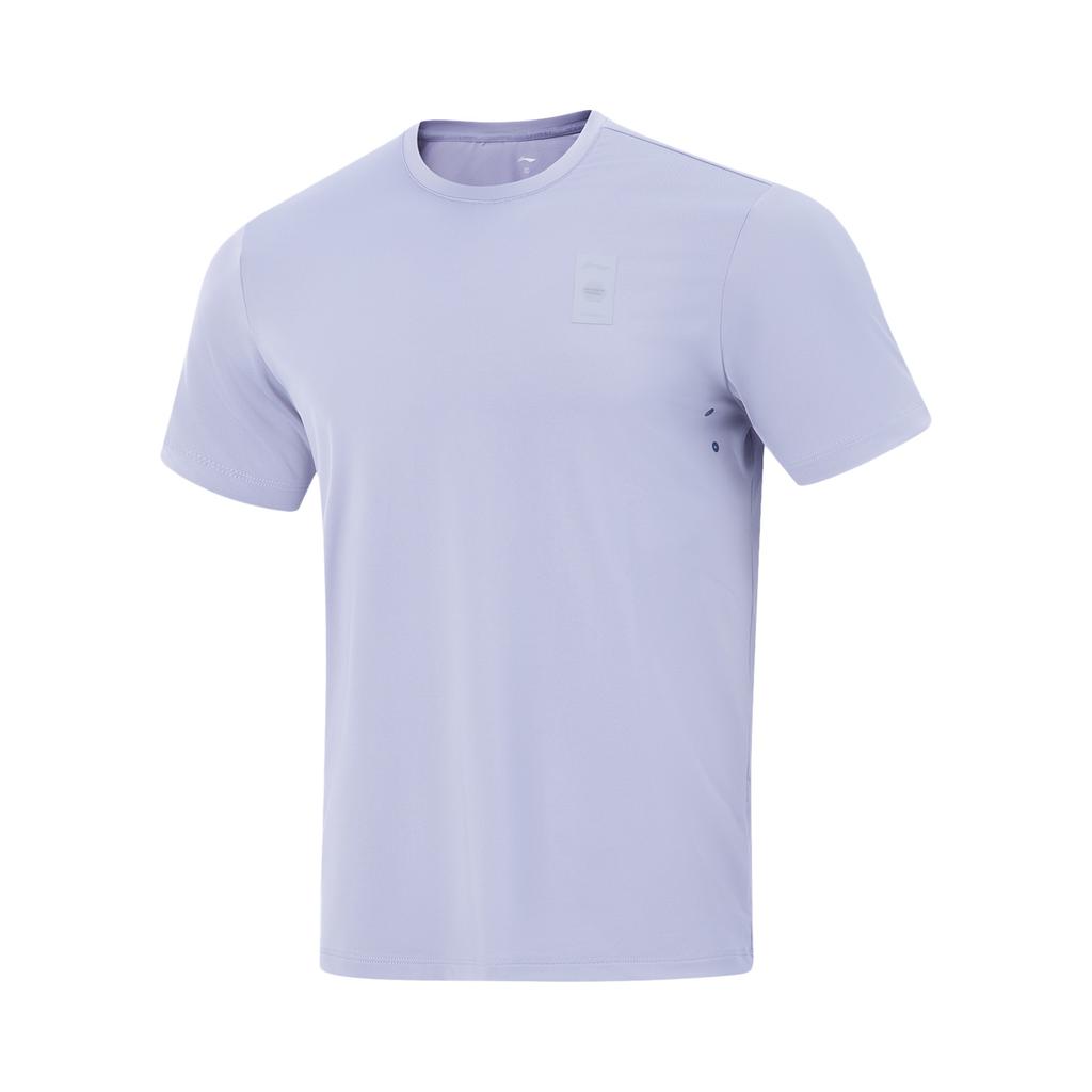 Li-Ning Fitness Series Versatile Casual Quick-Dry Fashion Cool Round Neck Short Sleeve T-Shirt Men Tops Misty-Purple ATSV695-4