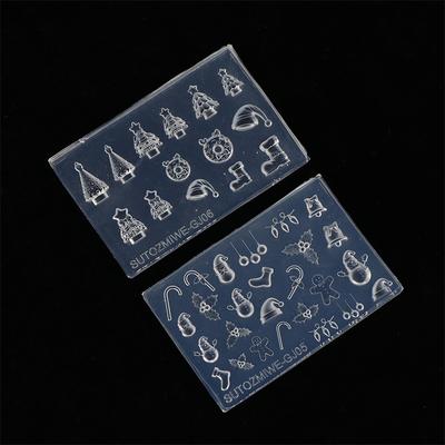 3D Silikon Nagelform für DIY Nagelkunst Weihnachtsbaum Schneemann Glocke Lebkuchenmann Transparentes Design Vorlage Maniküre Werkzeug