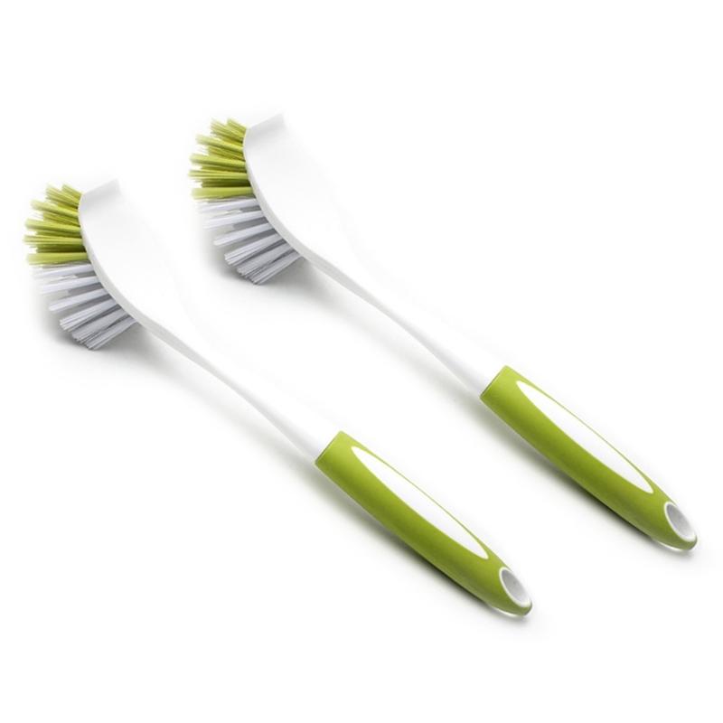 2 Pcs/set Yellow-green Dish Brushes Kitchen Chores Brush Pan Cleaning Appliance Long Handle Brush Soft Fur Brush 1