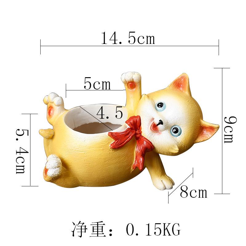 Cartoon Animal Resin Cat Flower Pot Desktop Potted Plant Balcony Gardening Creative Succulent Flower Pot Small Flower Pot