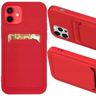 Card Case Silikonowe Etui Portfel Z Kieszonką Na Kartę Dokumenty Do Samsung Galaxy S21 Ultra 5G Czerwony