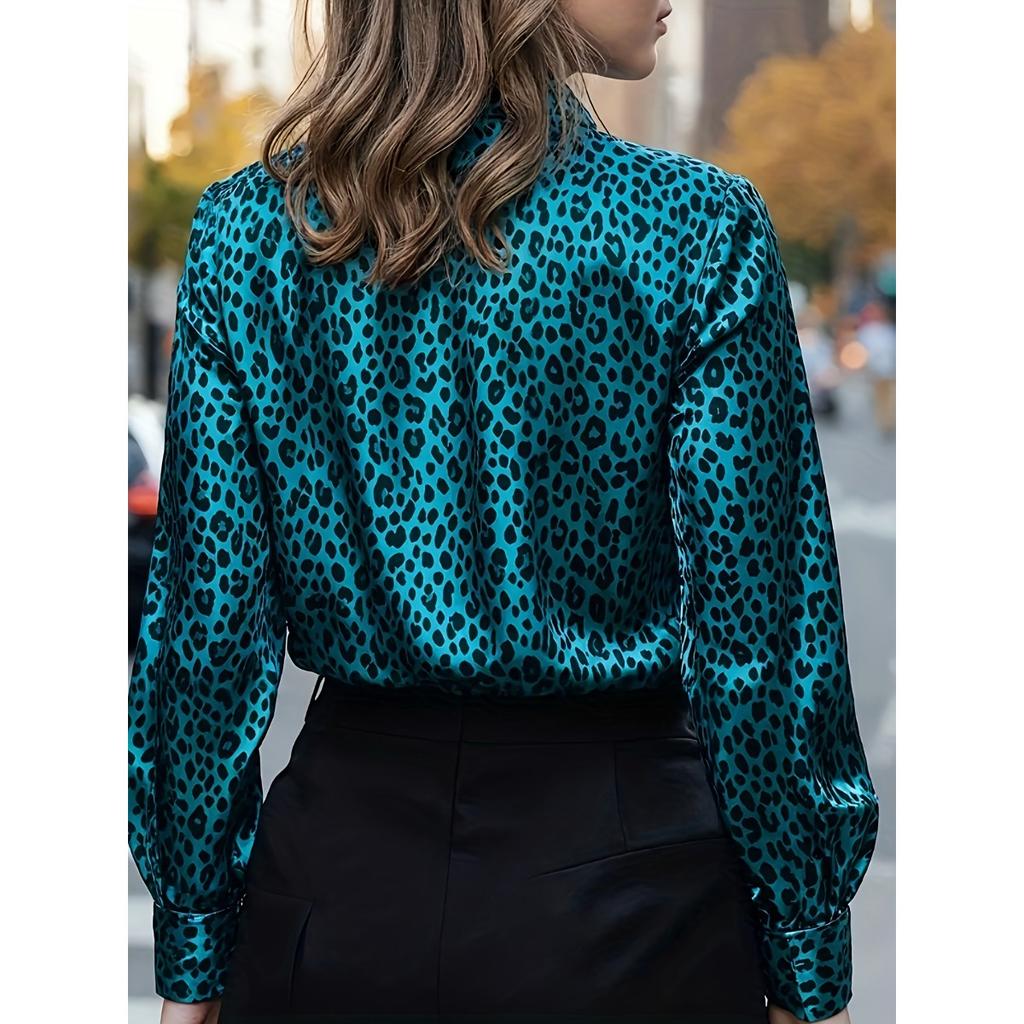 Shirt Women Satin Simulation Silk Long Sleeve Blouse New