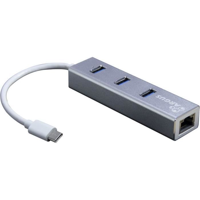 Hub USB - INTERTECH - Argus IT-410-S - USB 3.0 Type-C - Aluminium - Gris