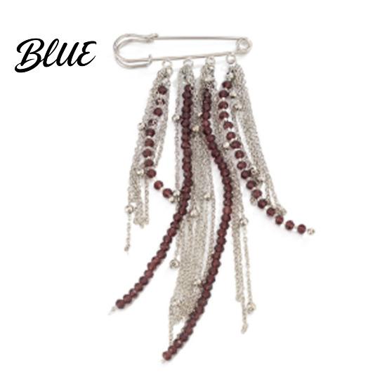 Dangle Brooch Beaded Tassel Pin Boho Chain Retro for Women