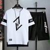 Neues Bestseller Herren Mode Sportlich Lässig Kurzarm T-Shirt + Shorts Zweiteiliges Set Modisch Retro Street